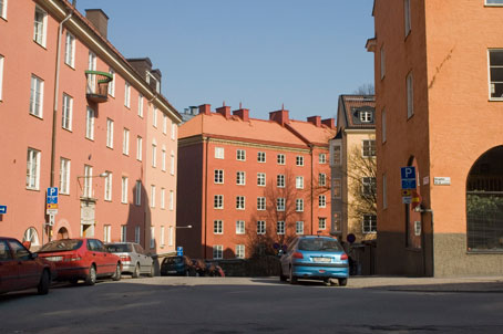 Röda bergen, Stockholm. Stadsplan av P.O. Hallman.